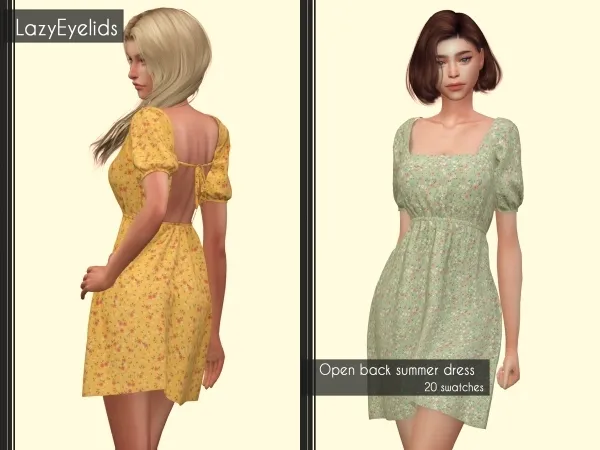 Alpha Open back summer dress by lazyeyelids - The Sims 4 Custom Content