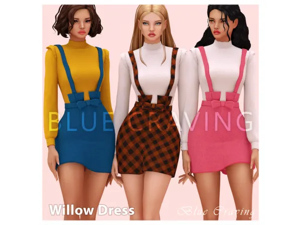 Alpha Blue Craving Willow Dress by bluecraving - The Sims 4 Custom Content