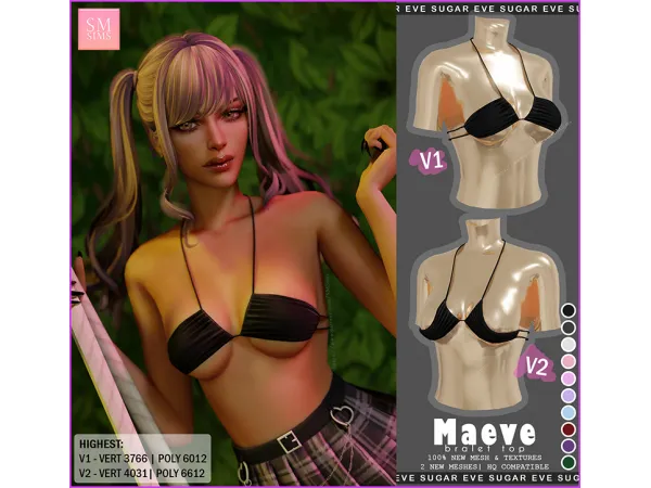 Alpha Maeve Bralet top by smsims - The Sims 4 Custom Content