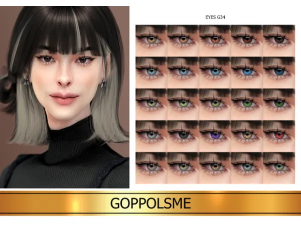 Alpha GOLD Eyes G34 (RE EDIT G11) by simsfinds - The Sims 4 Custom Content