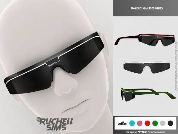 Alpha BALENCI GLASSES UNIS3X by ruchellsims - The Sims 4 Custom Content