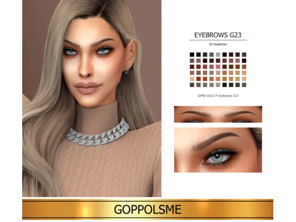 Alpha GOLD F Eyebrows G23 by simsfinds - The Sims 4 Custom Content
