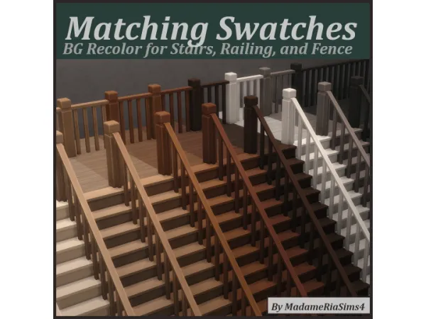 Maxis Match Matching Swatches for Stairs Railing and Fence by simsfinds - The Sims 4 Custom Content