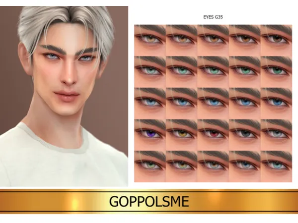 Alpha GOLD Eyes G35 by GPME - The Sims 4 Custom Content