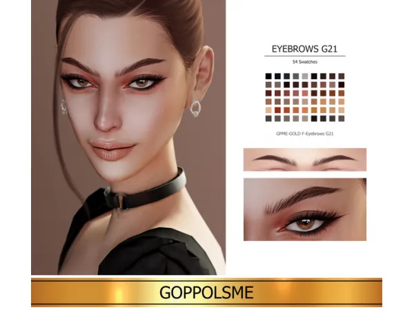 Alpha GPME GOLD F Eyebrows G21 by simsfinds - The Sims 4 Custom Content