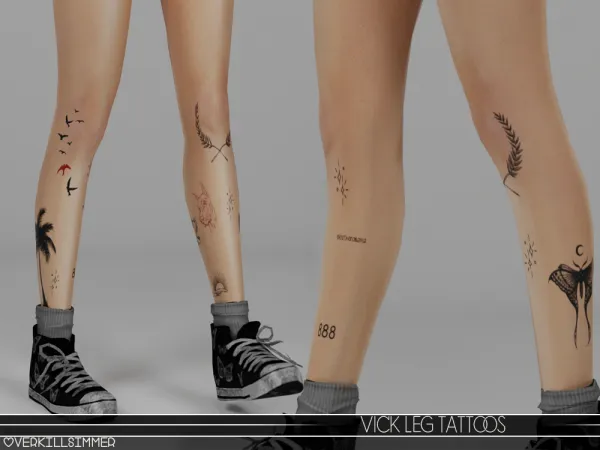 Mix Vick leg tattoos by overkillsimmer - The Sims 4 Custom Content