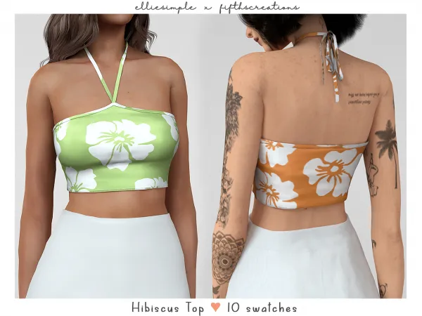 Alpha elliesimple x fifthscreations hibiscus top (early access) (summer collection 2022) by elliesimple - The Sims 4 Custom Content