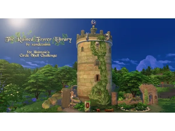 Maxis Match Ruined Tower Library - The Sims 4 Custom Content