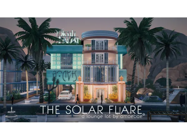 Maxis Match THE SOLAR FLARE a lounge lot by amoebae - The Sims 4 Custom Content
