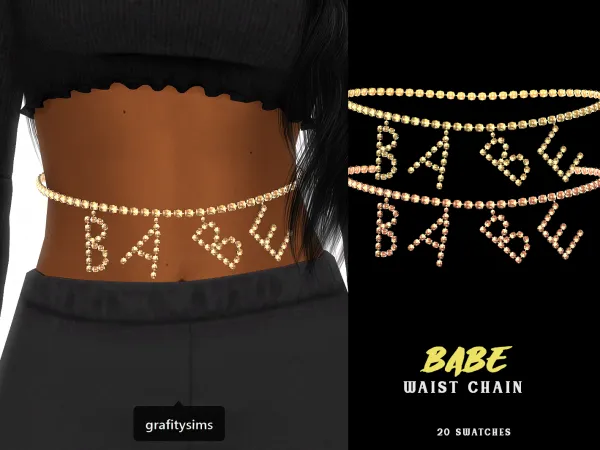 Alpha Babe Waist Chain by grafity-cc - The Sims 4 custom content