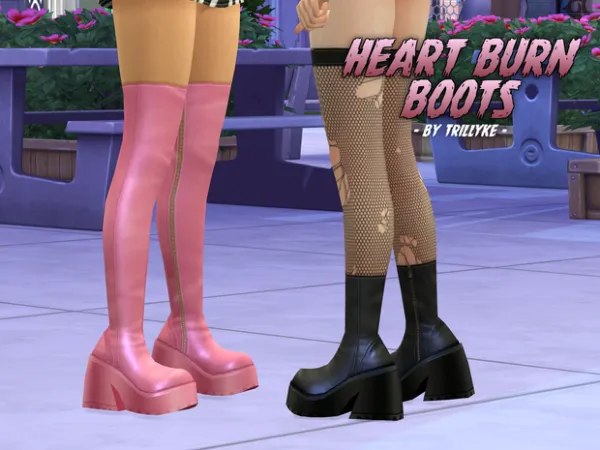 Maxis Match Heart Burn Boots by simsfinds - The Sims 4 Custom Content