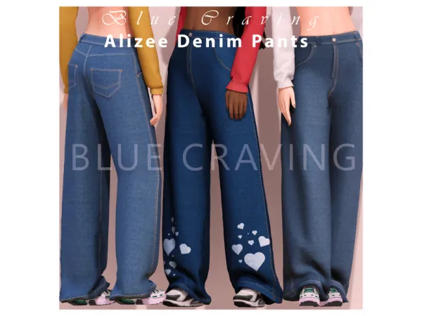 Alpha Blue Craving Alizee Denim Pants by bluecraving - The Sims 4 Custom Content