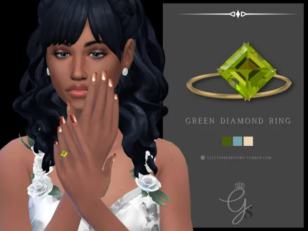 Mix Green Diamond Ring by simsfinds - The Sims 4 Custom Content