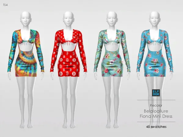 Alpha Belaloallure Fiona Mini Dress RC by elfdor - The Sims 4 Custom Content