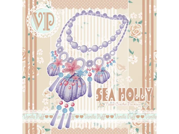 Maxis Match SEA HOLLY Tassel Crochet Necklace by simsfinds - The Sims 4 Custom Content