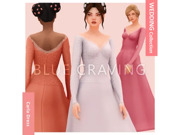 Alpha Blue Craving Carla Wedding Dress by bluecraving - The Sims 4 Custom Content