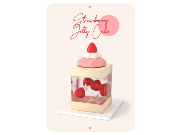 Alpha Strawberry Jelly Cake by Aira - The Sims 4 Custom Content