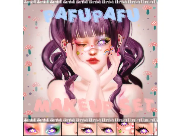 Maxis Match KikuruAcchi PafuPafu Makeup Set by simsfinds - The Sims 4 Custom Content