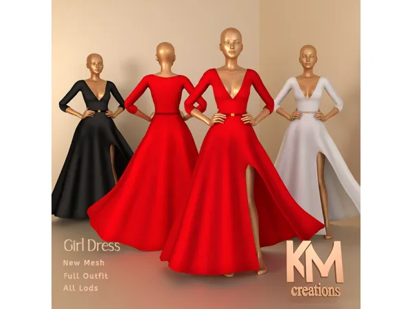 Alpha [KM] Girl Dress by kmcreations_ts4 - The Sims 4 Custom Content