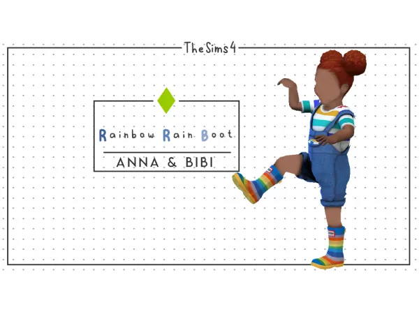 Alpha Rainbow Rain Boot Child and Toddler by simsfinds - The Sims 4 Custom Content