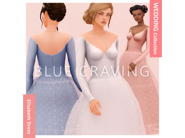 Alpha Blue Craving Elisabeth wedding Dress by bluecraving - The Sims 4 Custom Content
