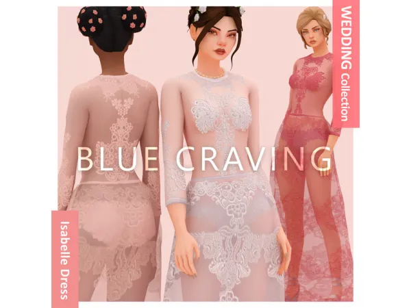 Alpha Blue Craving Isabelle Wedding Dress by bluecraving - The Sims 4 Custom Content