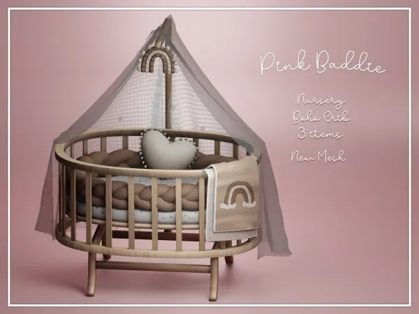 Alpha Nursery Boho Crib - The Sims 4 Custom Content
