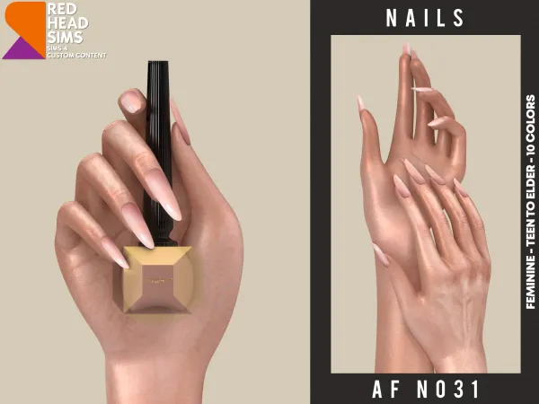 Alpha AF NAILS N031 by redheadsims - The Sims 4 Custom Content