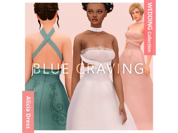 Alpha Blue Craving Alicia Wedding Dress by bluecraving - The Sims 4 Custom Content