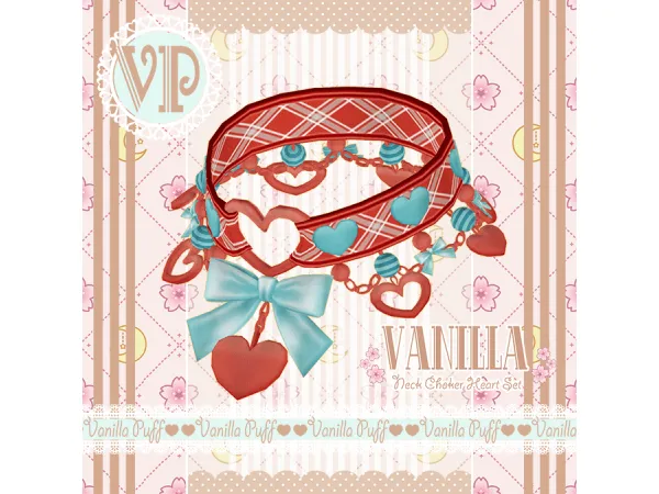 Maxis Match Vanilla Puff Sims 4 Necklace VANILLA Neck Choker Heart Set by simsfinds - The Sims 4 Custom Content