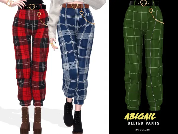 Alpha Abigail Belted Pants by grafity-cc - The Sims 4 Custom Content
