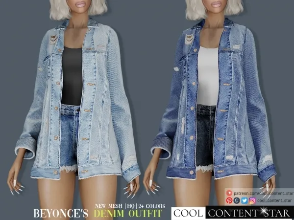 Alpha Beyonce'S Denim Outfit cool_content_star by cool_content_star - The Sims 4 Custom Content