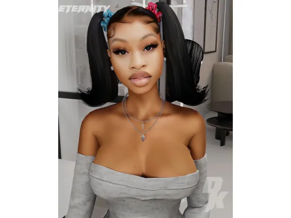 Alpha Eternity Pigtails by by simsfinds - The Sims 4 Custom Content