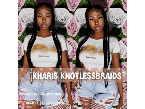 Alpha DKKHARIS KNOTLESS BRAIDS by simsfinds - The Sims 4 Custom Content