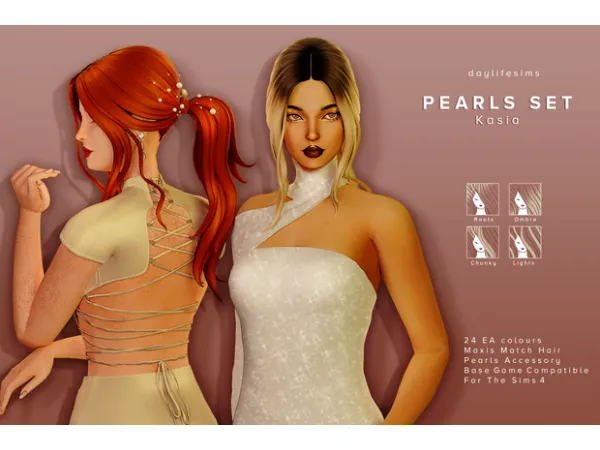Maxis Match PEARLS HAIR SET Kasia by simsfinds - The Sims 4 Custom Content