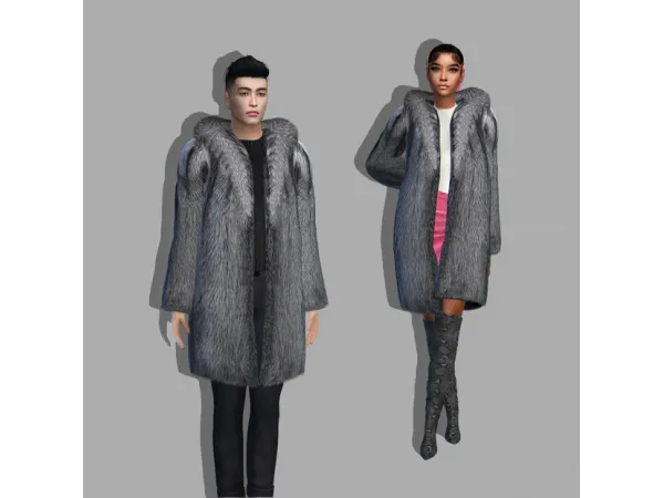 Alpha The Fur coat for male female by fusionstylesims4 - The Sims 4 Custom Content
