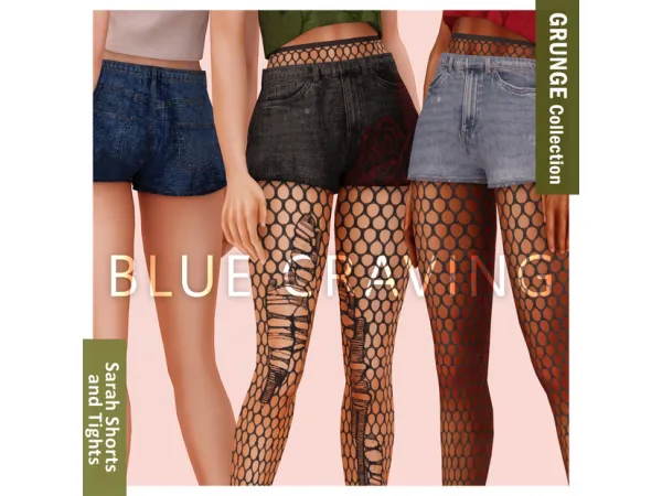 Alpha Blue Craving Sarah Shorts and Tights by bluecraving - The Sims 4 Custom Content