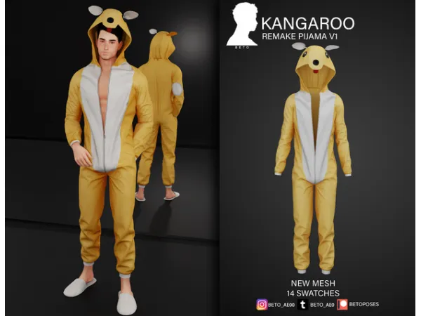 Alpha Kangaroo (Pijama V1 remake) by simsfinds - The Sims 4 Custom Content