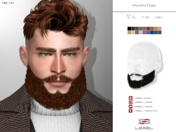 Alpha Phantom Beard by lexel - The Sims 4 Custom Content