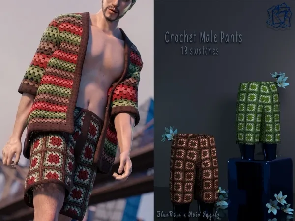 Alpha Crohet Male Pants BRsims by bluerose-sims - The Sims 4 Custom Content