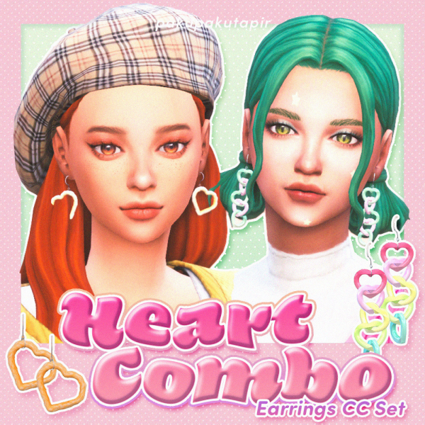 Maxis Match Heart Combo Earrings Set by simsfinds - The Sims 4 Custom Content