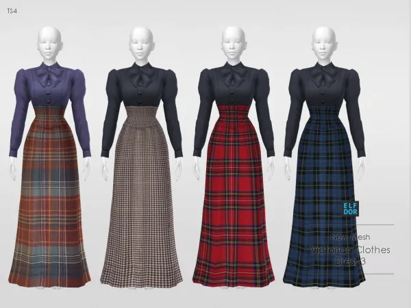 Maxis Match Victorian Clothes Set Dress 3 by elfdor - The Sims 4 Custom Content