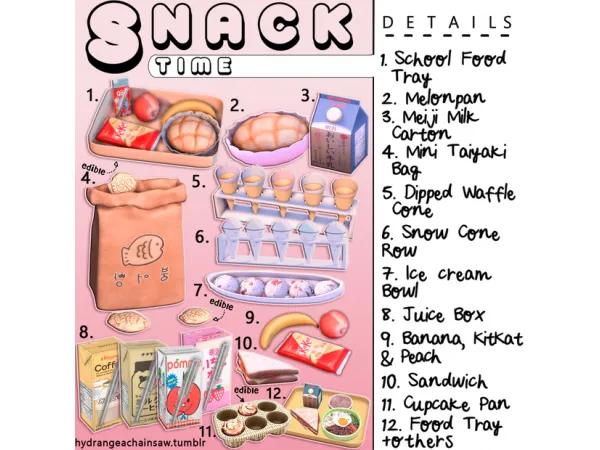 Mix Snack Time by hydrangeachainsaw - The Sims 4 Custom Content