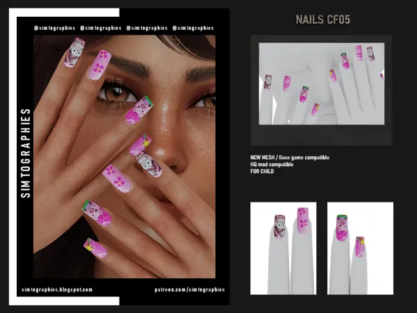 Alpha Nails CF05 by simtographies - The Sims 4 Custom Content
