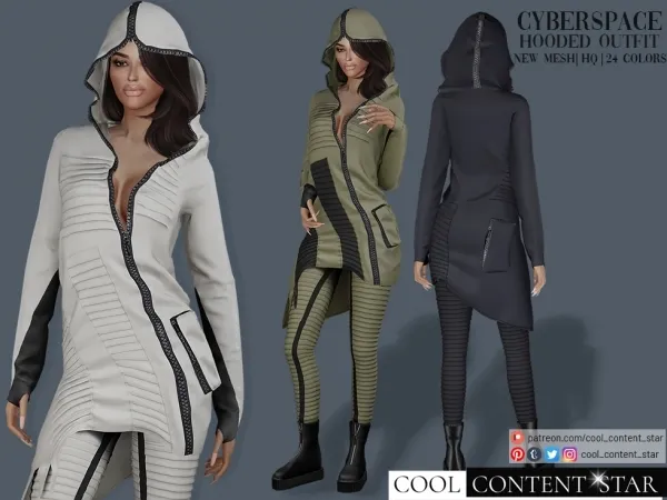 Alpha Hooded Outfit cool_content_star by cool_content_star - The Sims 4 Custom Content