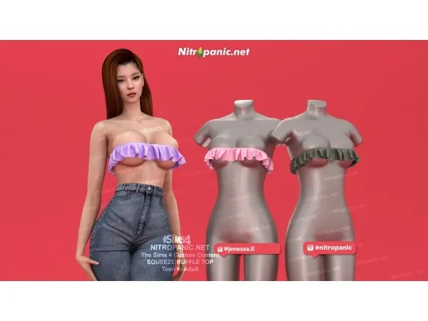 Alpha SQUEEZE RUFFLE TOP by nitropanic - The Sims 4 Custom Content