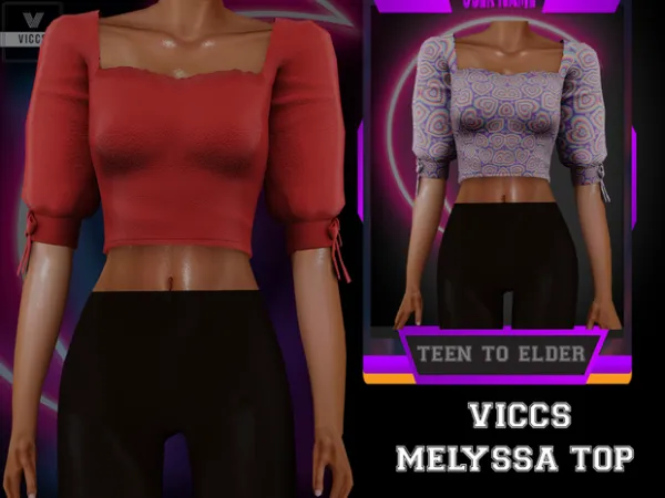 Alpha VICCS_MELYSSA TOP (TEEN ELDER] by viccs - The Sims 4 Custom Content