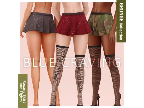 Alpha Blue Craving Roxana Skirt and Tights by bluecraving - The Sims 4 Custom Content