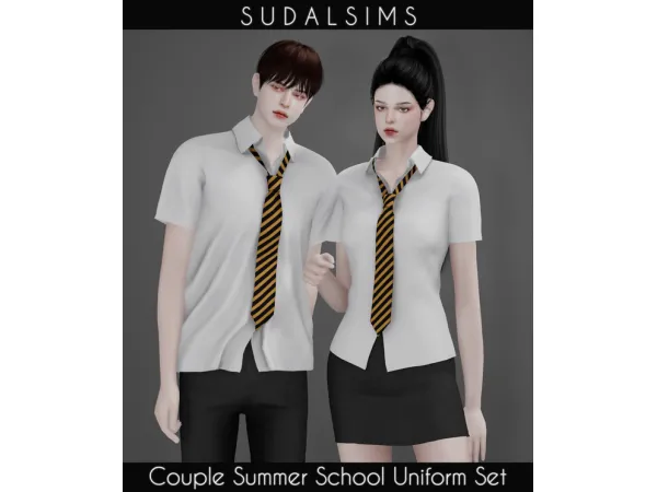 Alpha Couple Summer School Uniform Set sims by sudal - The Sims 4 custom content
