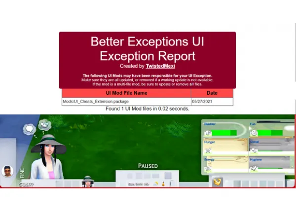 Mix Better Exceptions v304 UI Exception Tracker Hotfixes by simsfinds - The Sims 4 Custom Content